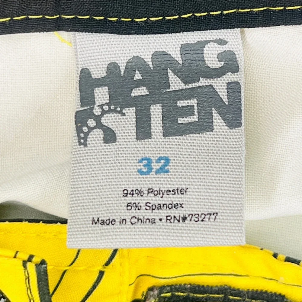 Hang‎ Ten Mens Board Shorts Size 32 Ombre Plaid Yellow Green Blue Swim Trunks